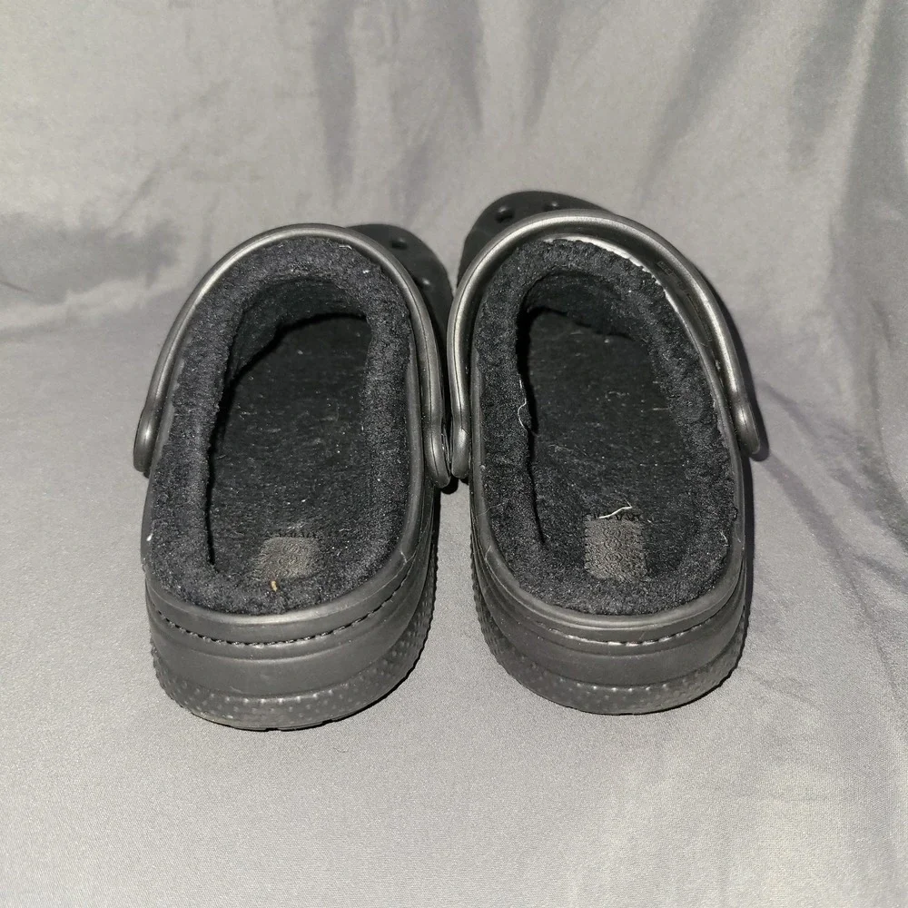 Crocs Baya Lined Comfort Faux Fur Slip On Clogs Black 11692 Youth 13 Girls Boys